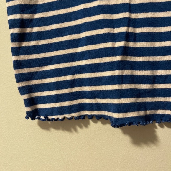 Topshop Cropped Striped Tee with Lettuce Edge - Picture 4 of 4